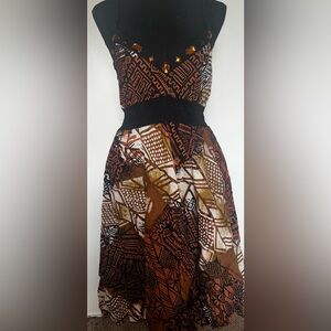 Magic Brown and Black Geometric Dress